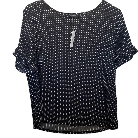 Ann Taylor Factory Black/White Print top, NWT, Size Large - Picture 1 of 8